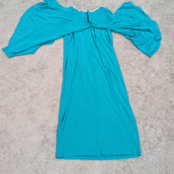 Joseph Ribkoff Teal Dress with Silver Accents - Picture 11 of 16